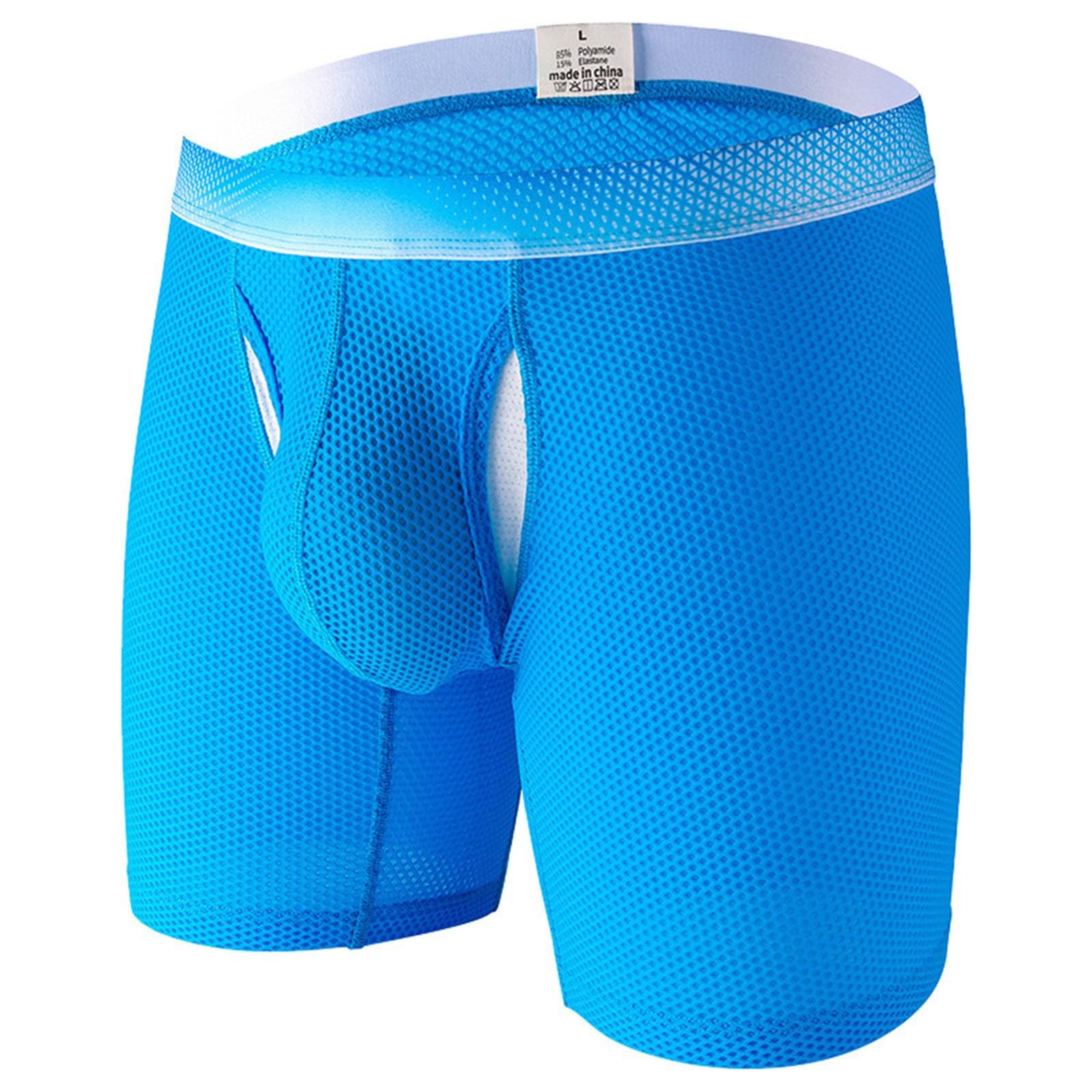 Mesh Underwear Men Low Rise Summer Casual Breathable Soft Boxer-Briefs Solid Color Hollow Out Stretch Athletic Panties