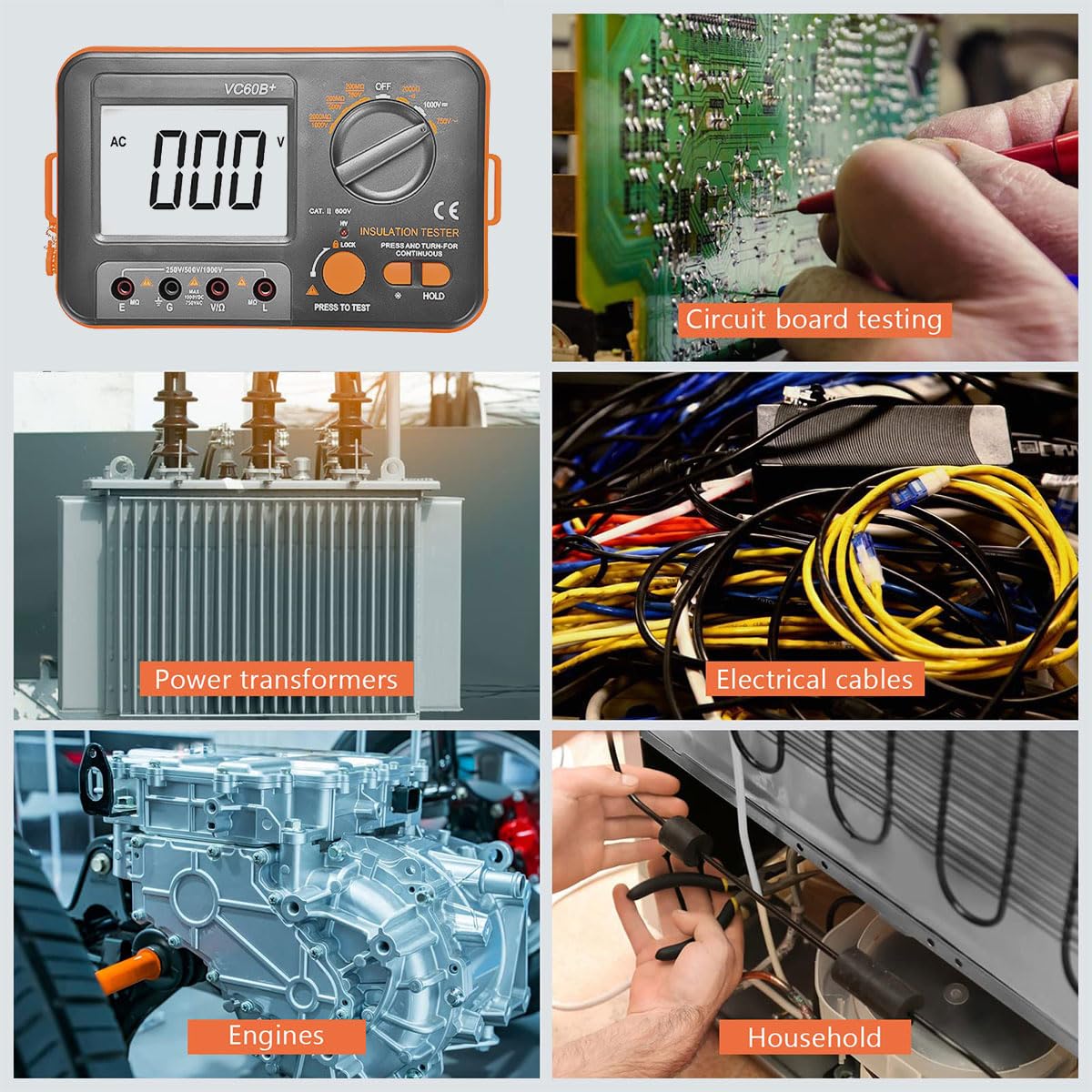 Sarini Tester di Resistenza di Isolamento Megaohmmetro con LCD retroilluminato Tensione Ohm conteggio Test Strumento Multifunzionale