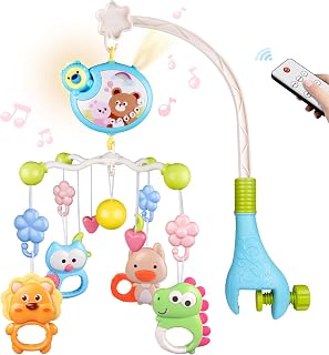RSEPD Crib Mobile with 433 Lullabies, Lights & Projector - Rotatable Animal Toys for Crib, Bassinet, Pack n Play