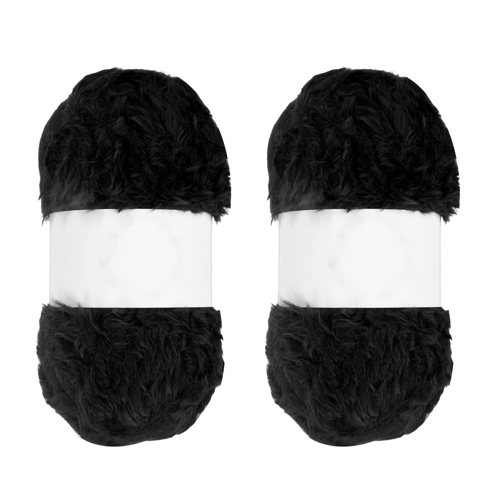 PATIKIL 65 Yards Soft Chunky Fluffy Fuzzy Faux Fur Yarn, 2 Skeins Chunky Fuzzy Yarn Fur Polyester for Crochet Knitting Blankets Scarves Sweaters Hat Shawls, Black