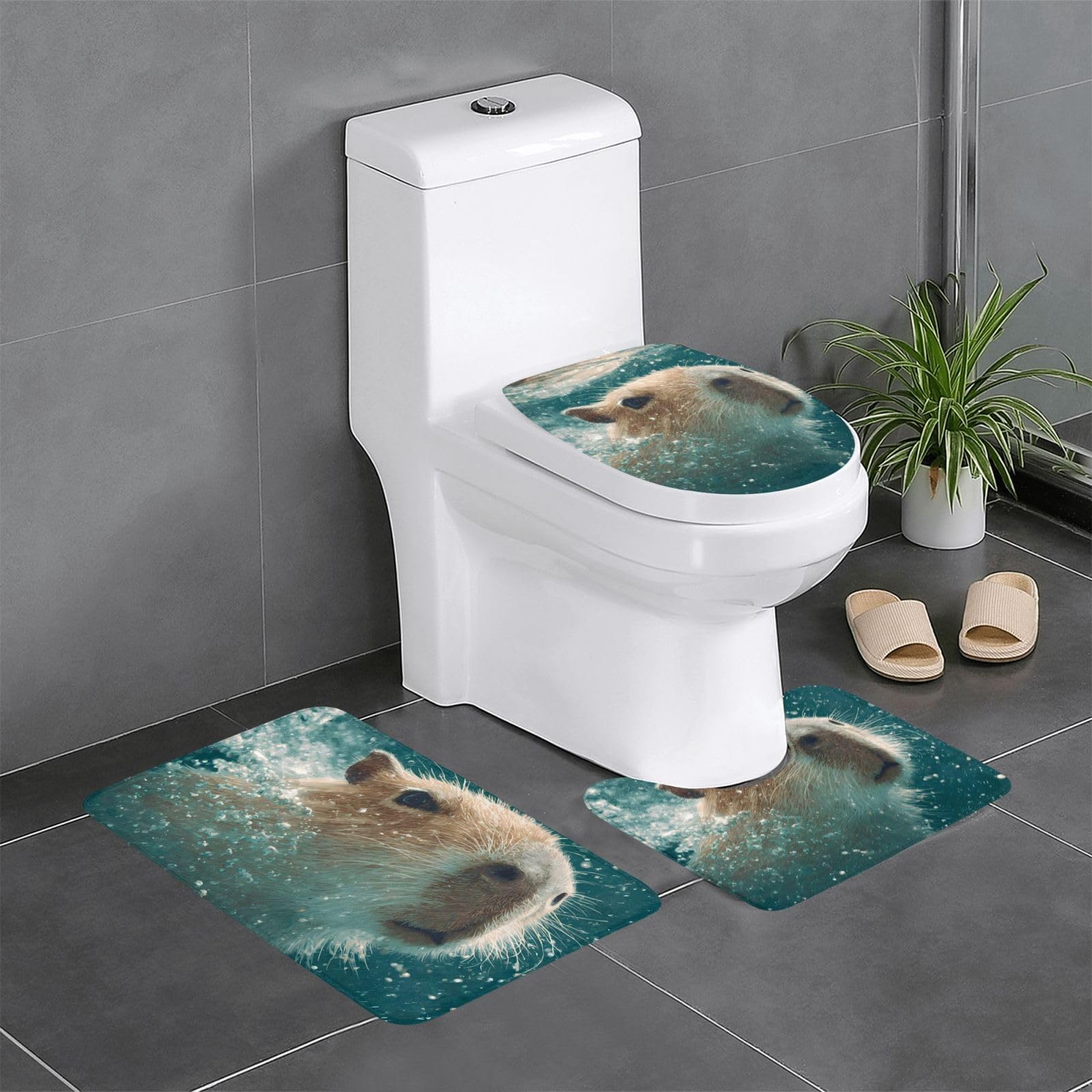 Tapis de salle de bain antidérapant Capybara et tapis de toilette de sécurité
