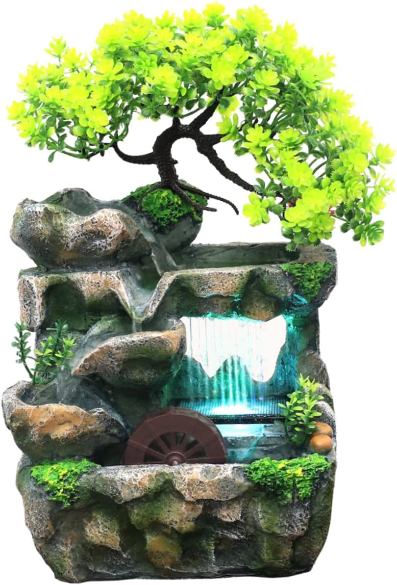 Water Fountain Indoor Tabletop Fountain Water Feature Decorative for Living Room Office Home Decor Us Plug