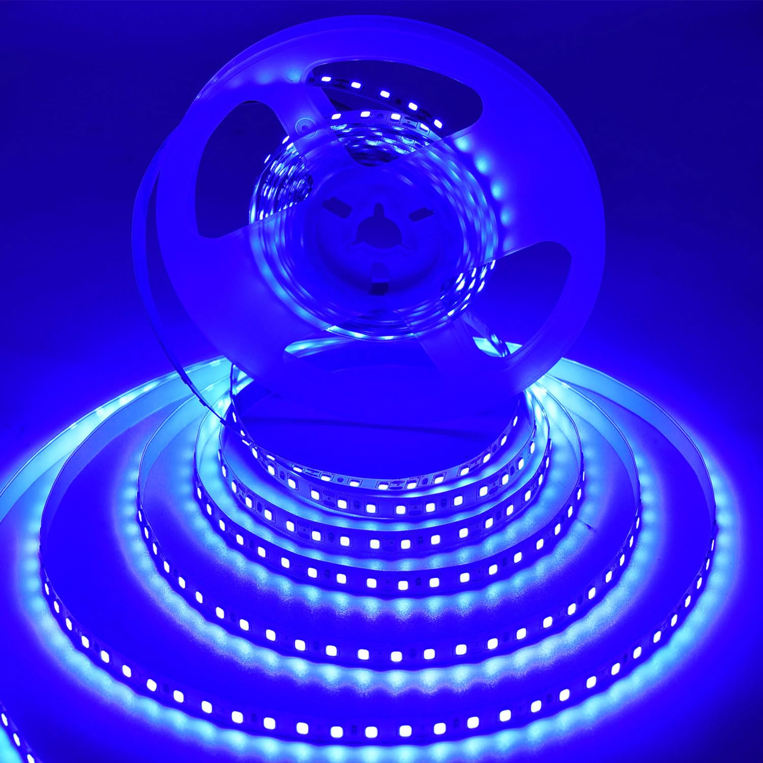 HAASHADA AC110-130V LED Strip Lights?Dimmable 10000LM 16.4ft/5m SMD 2835 600 LEDs Waterproof IP68 LED Lights Strip Ribbon, More Brightness Than Low Voltage LED Strip Lights (Blue)