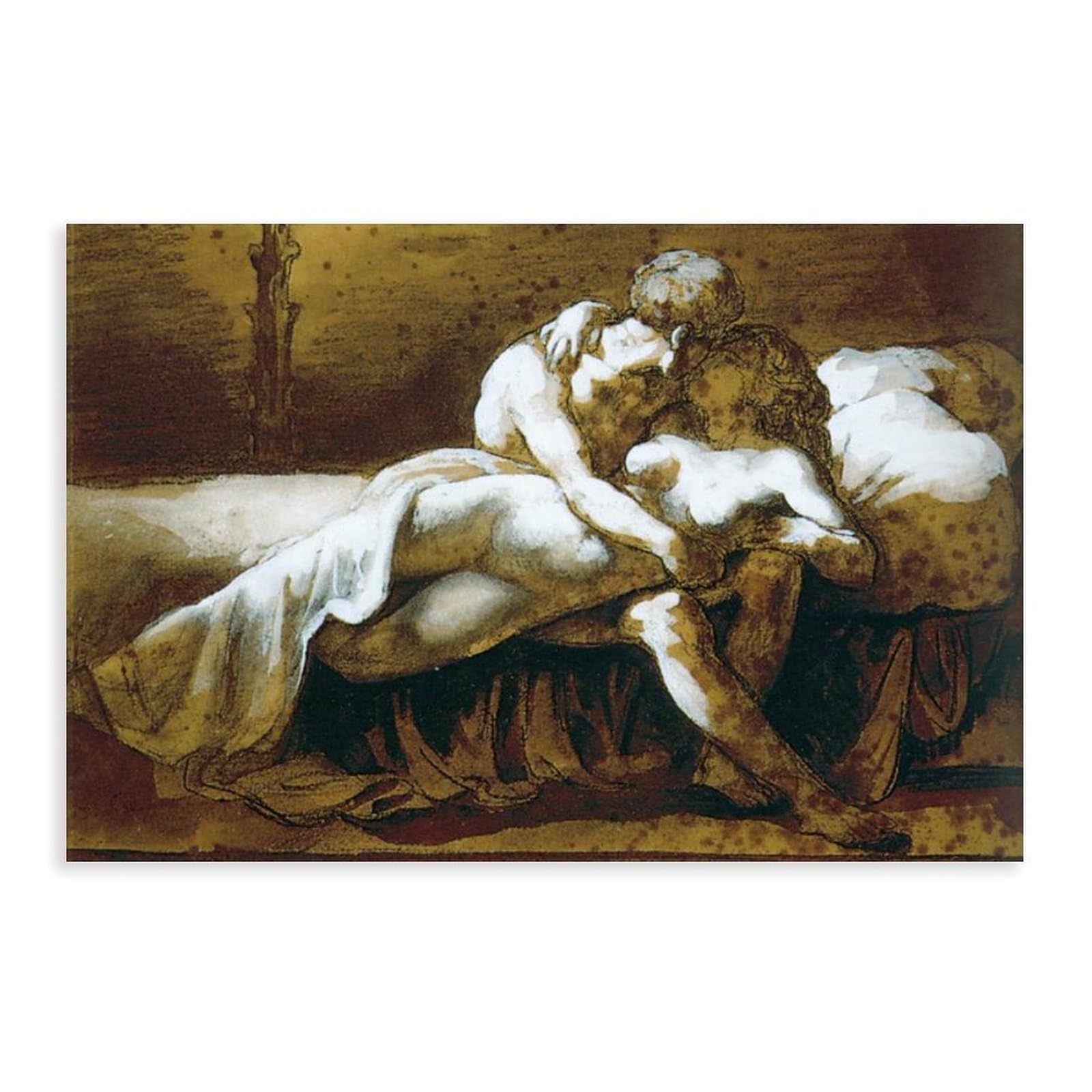 WCYB The Kiss by Théodore Géricault Prints Posters Canvas Deco Paintings Wall Art For Office Unframe 16" L X 24" W