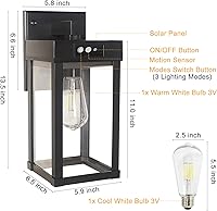 Vista 5 de 2 Pack Solar Wall Lights Outdoor Waterproof with 3 Lighting Modes & Motion Sensor, Dusk to Dawn Exterior Porch Light fixtures, Solar Wall Lantern