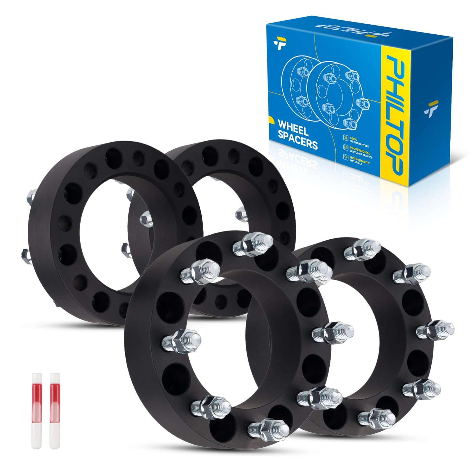 PHILTOP 8x170 Wheel Spacers, 2" Lug Wheel Spacers Fit for F-25-0 Super Duty, Excursion, Thread Pitch M14x2 Hub Bore 130mm - 4pcs