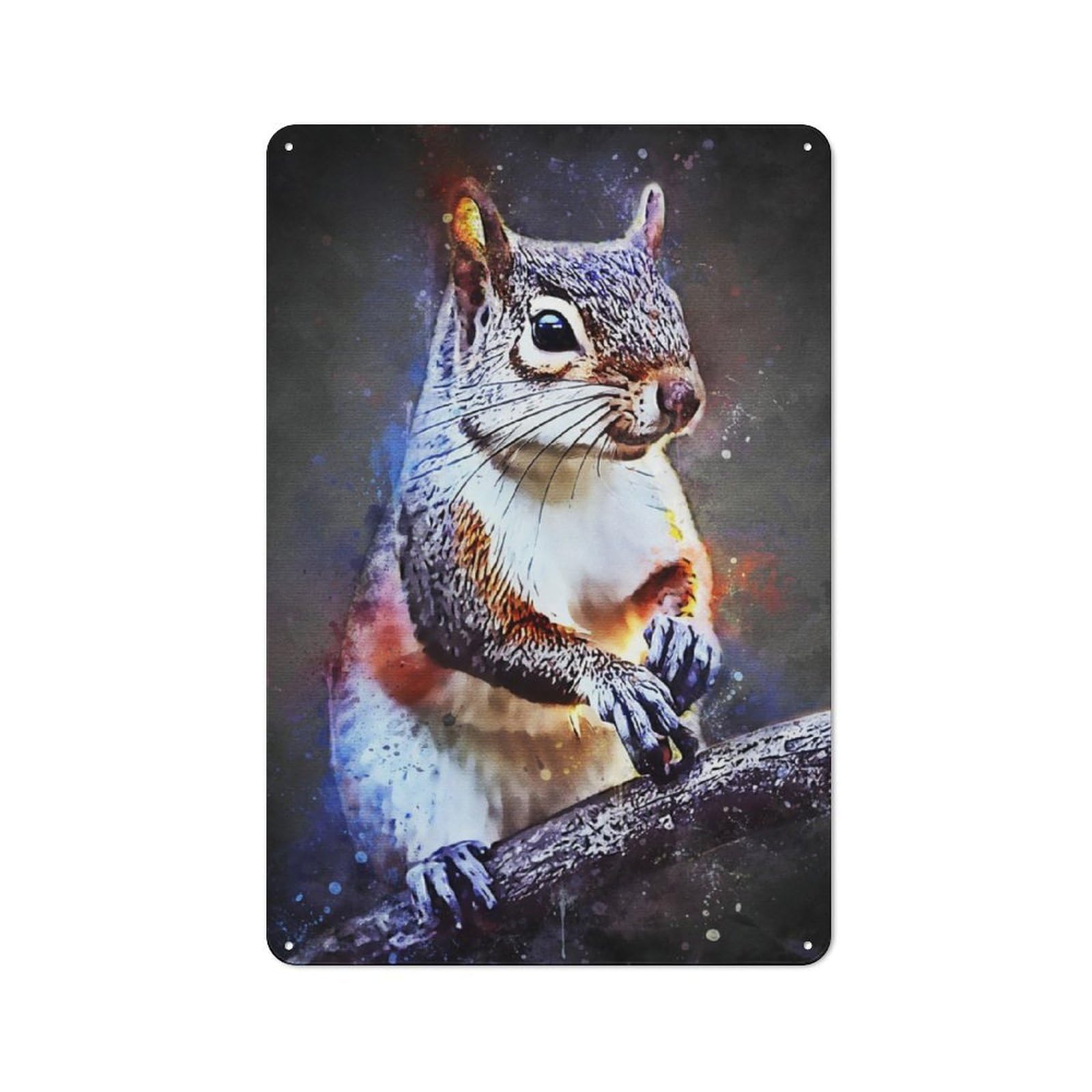 Junmoney Cute Squirrel Warehouse Style Tin Wall Sign 30X20cm Featuring Loft Wall Plaque For Loft, Studio, Office Or Creative Room