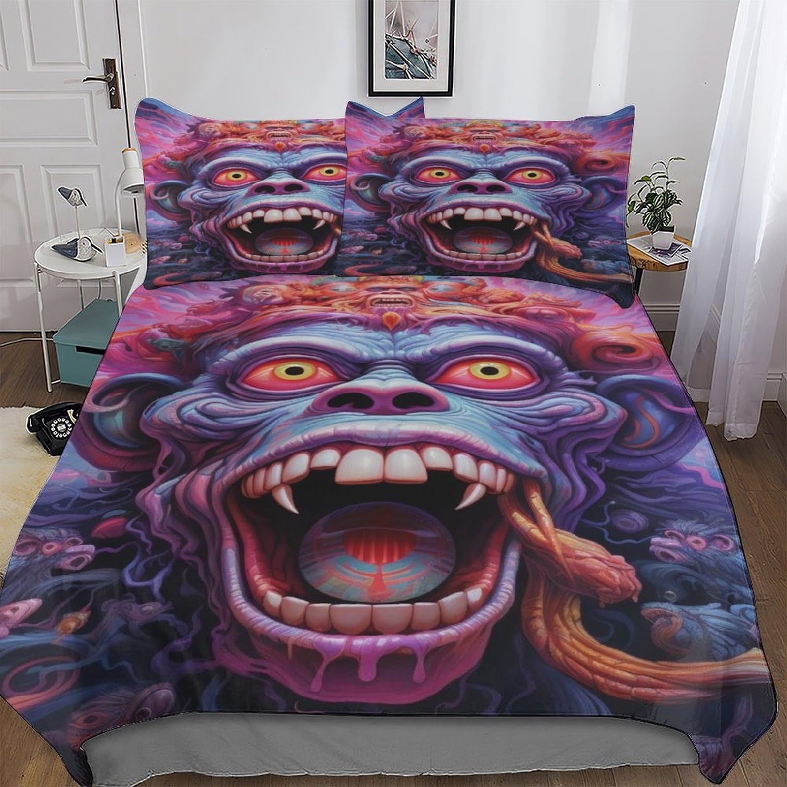 Housse de couette gorille hypoallergénique et ultra douce 3 pièces pour couchage King size