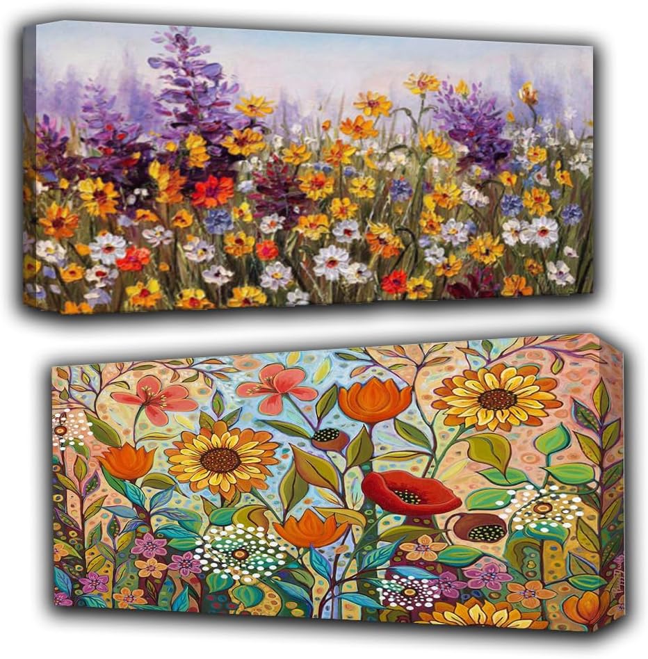 2 Pack Diamond Painting Kits,Large 5D DIY Flowers Daisy Colorful 5D Textured Picture Landscape Wildflowers Diamond Painting Kits for Adults,Art Painting with Diamond for Home Wall Decor (28X16inch)