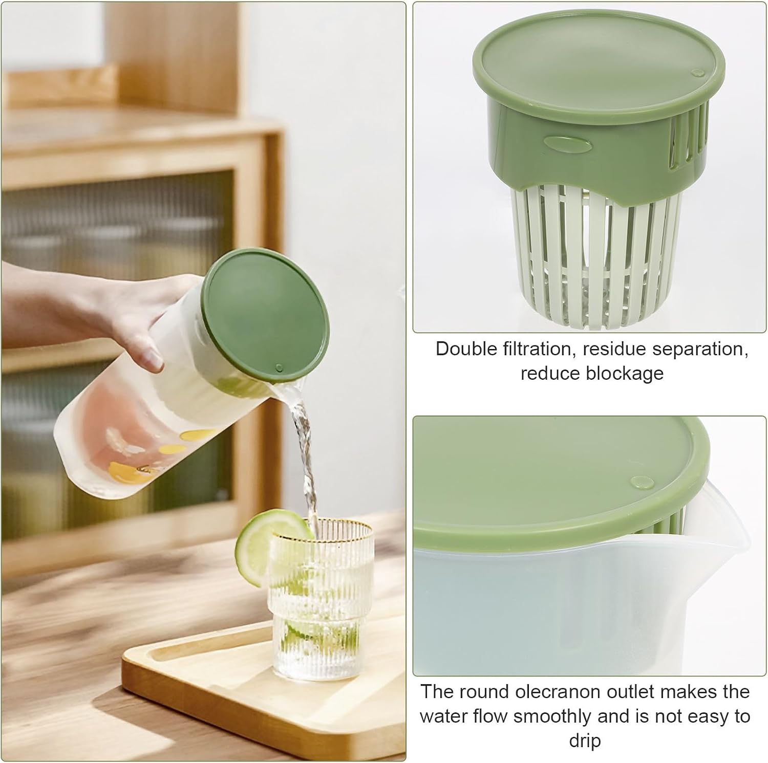 Simple Light Green Plastic Cold Drink Jug for Fridge Storage