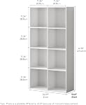 Bibliothèque d'affichage arrière fermée, étagère pour bureau à la maison Salon, chambre pour enfants, unité de rangement Cube grande capacité,8-Cube 47.8L*9.45W*24.09H,Blanc