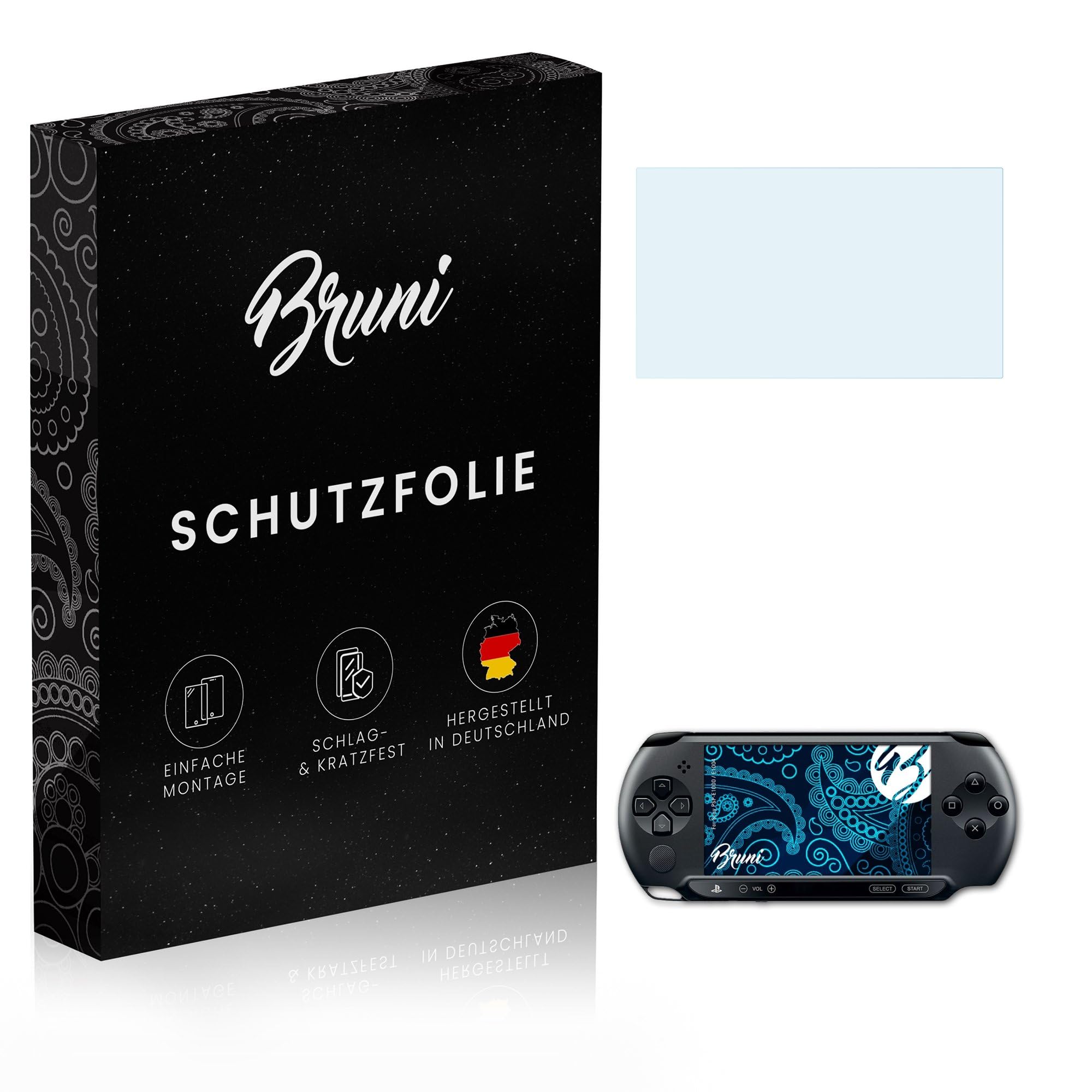 Bruni Película Protectora compatible con Sony PSP-E1000 / E1004 Protector Película, claro Lámina Protectora (2X)