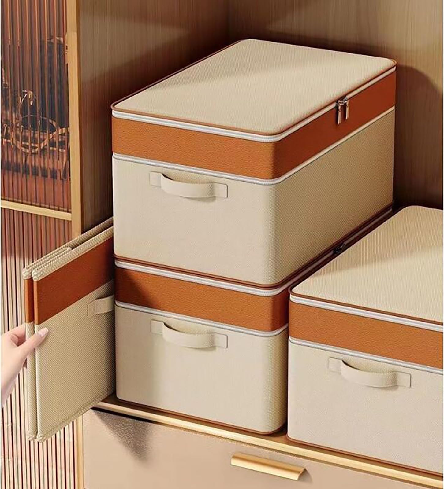 ROMOZ Bacs De Rangement Portables,Non-Woven Storage Box Storage Bins with Lids,Bacs Stockage＆Foldable Storage Bag Wardrobe Clothing Storage Box 6PACK,50 * 40 * 30CM