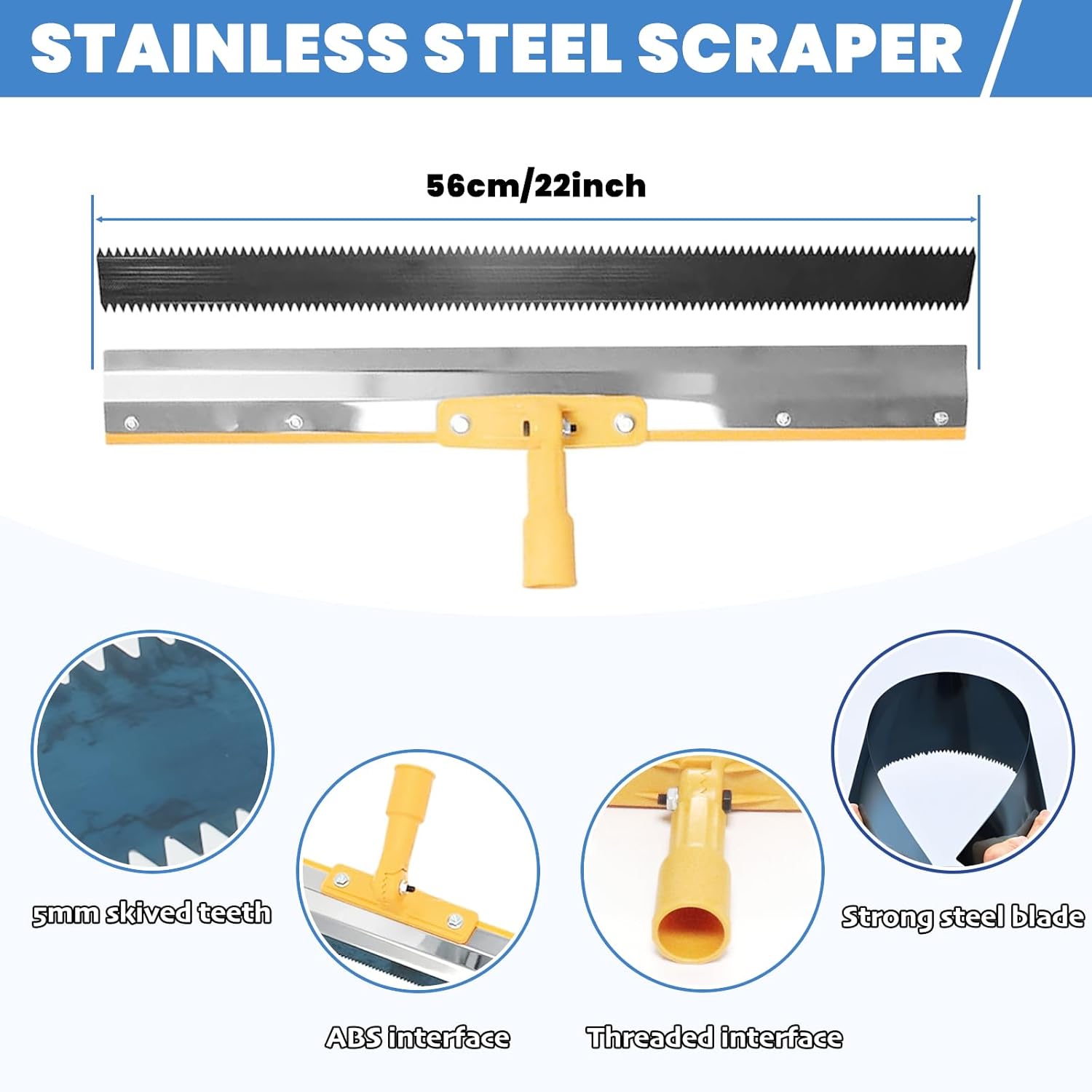 Self Leveling Concrete, Epoxy Floor Kit, Spike Roller for Self Leveling, Floor Leveling Tools with Epoxy Roller, Epoxy Shoes Spikes, Stainless Steel Scraper, 4*Extension Rods