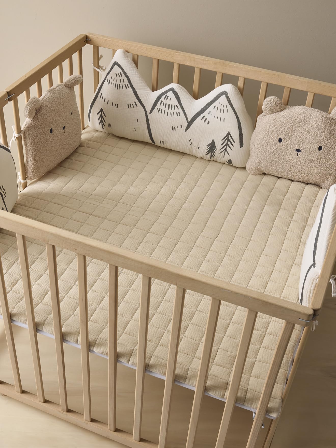 VERTBAUDET Couverture/Fond De Parc Bébé en Gaze De Coton Beige imprimé 100X100