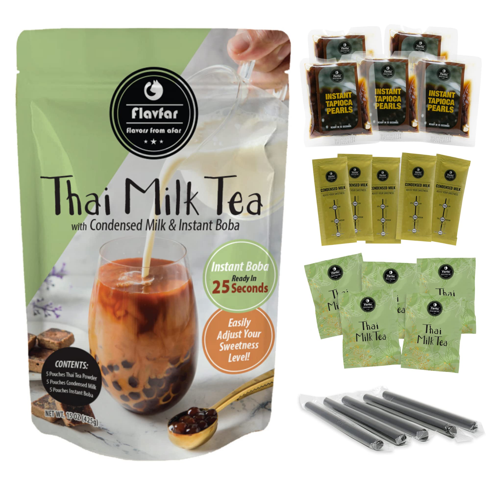 Buy Flavfar Thai Milk Tea with Instant Tapioca Pearls Authentic Thai Milk Bubble Tea Kit with