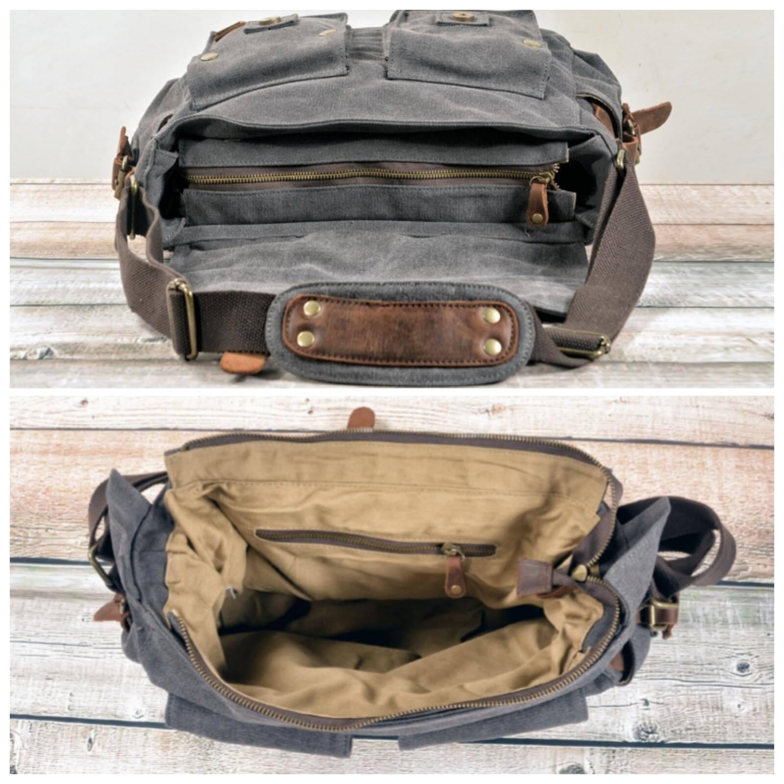 Amazon.co.jp: キャンバスメッセンジャーバッグ、ヴィンテージ本