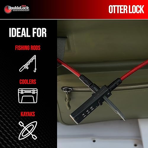 Miniatura 3 de DoubleLock Otter - Candado de cable de combinación integrado  Cable de acero resistente a la intemperie de 10 pies, bloqueo reiniciable sin llave