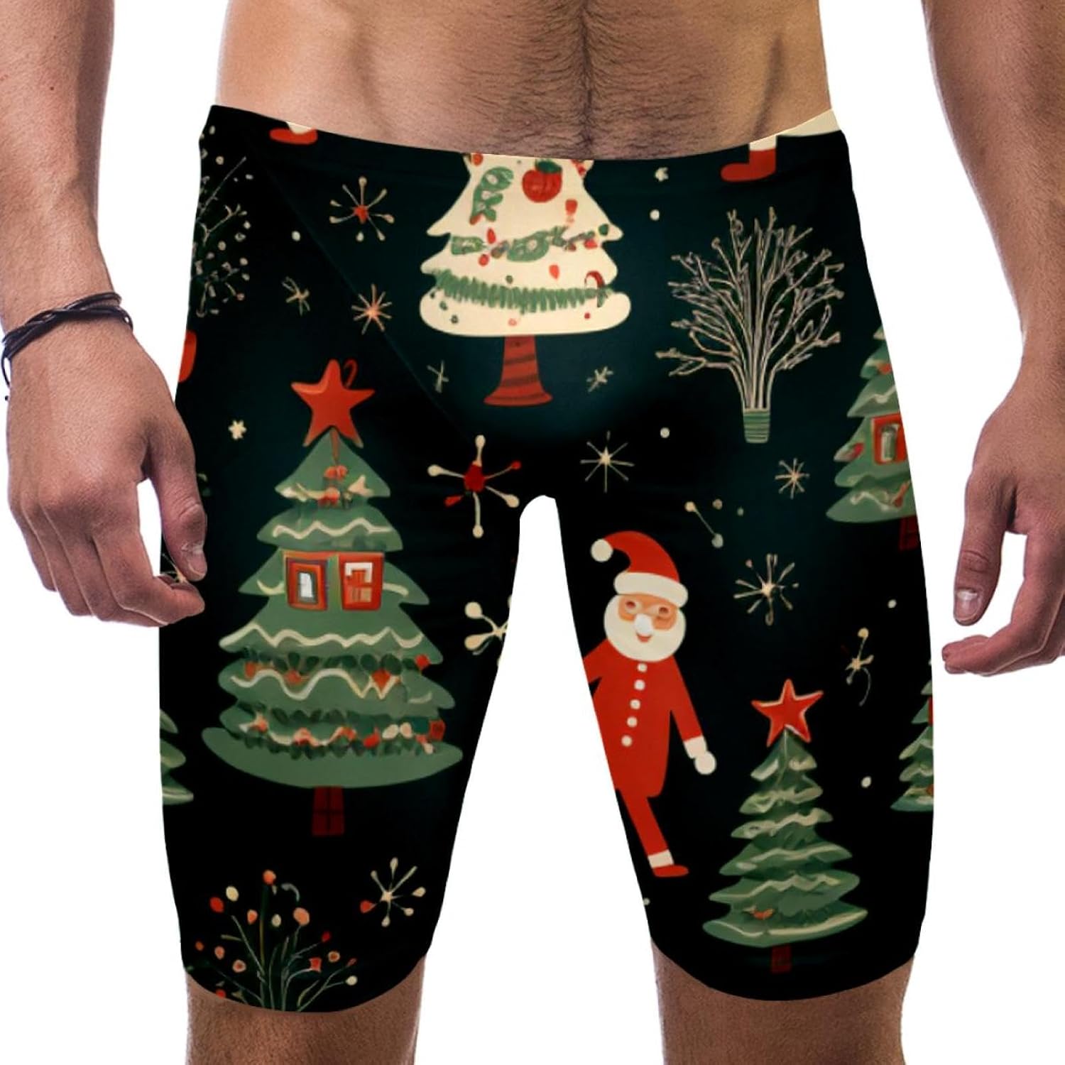 Christmas Trees Men's Swim Jammers for Training, Swim Shorts for Boy Dry Quick Youth Boys Jammer Swimwear