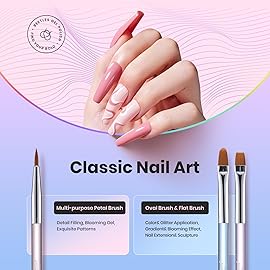 Beetles 3 Pcs Gel Nail Art Brushes Set Gel Polish Design Pen Painting Tools with Liner Brushes Petal Painting Brush and Oval Brush DIY at Home Manicure for Girls