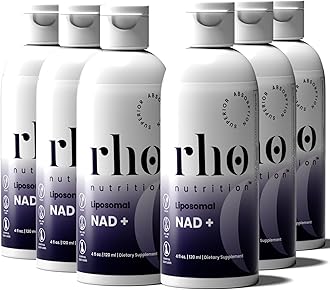 Rho Nutrition Liposomal NAD+ – Liquid Supplement Designed to Help Support Absorption – Active Form of NAD+ Helps Support Normal Cellular Health, Healthy Aging, Energy Metabolism & Vitality – 6 Pack