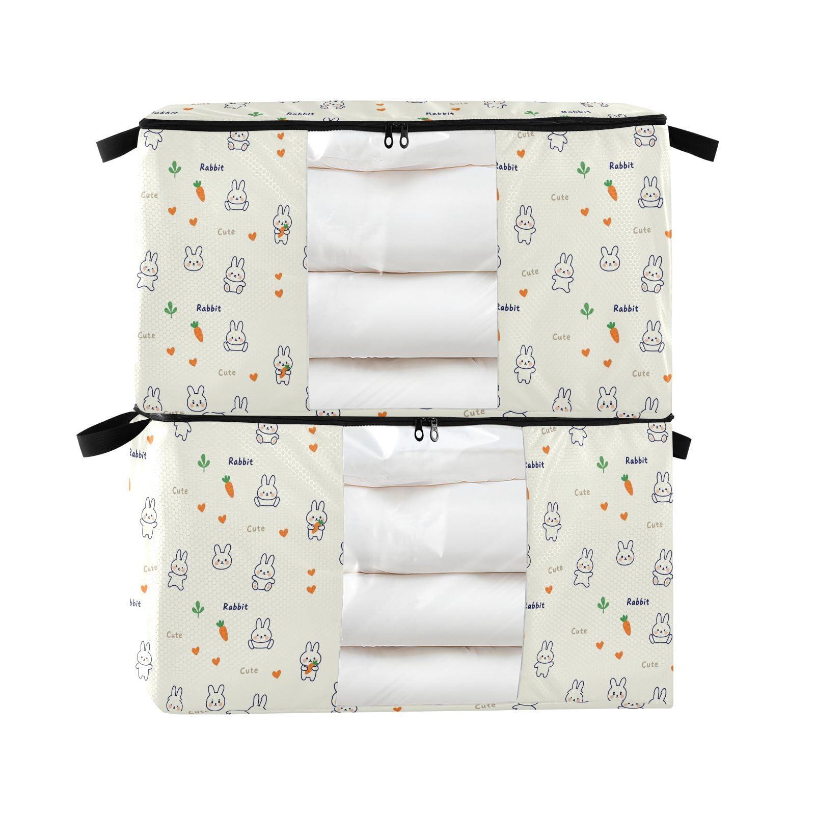 Organiseur de draps lapin lot de 2 boîtes de rangement pliables