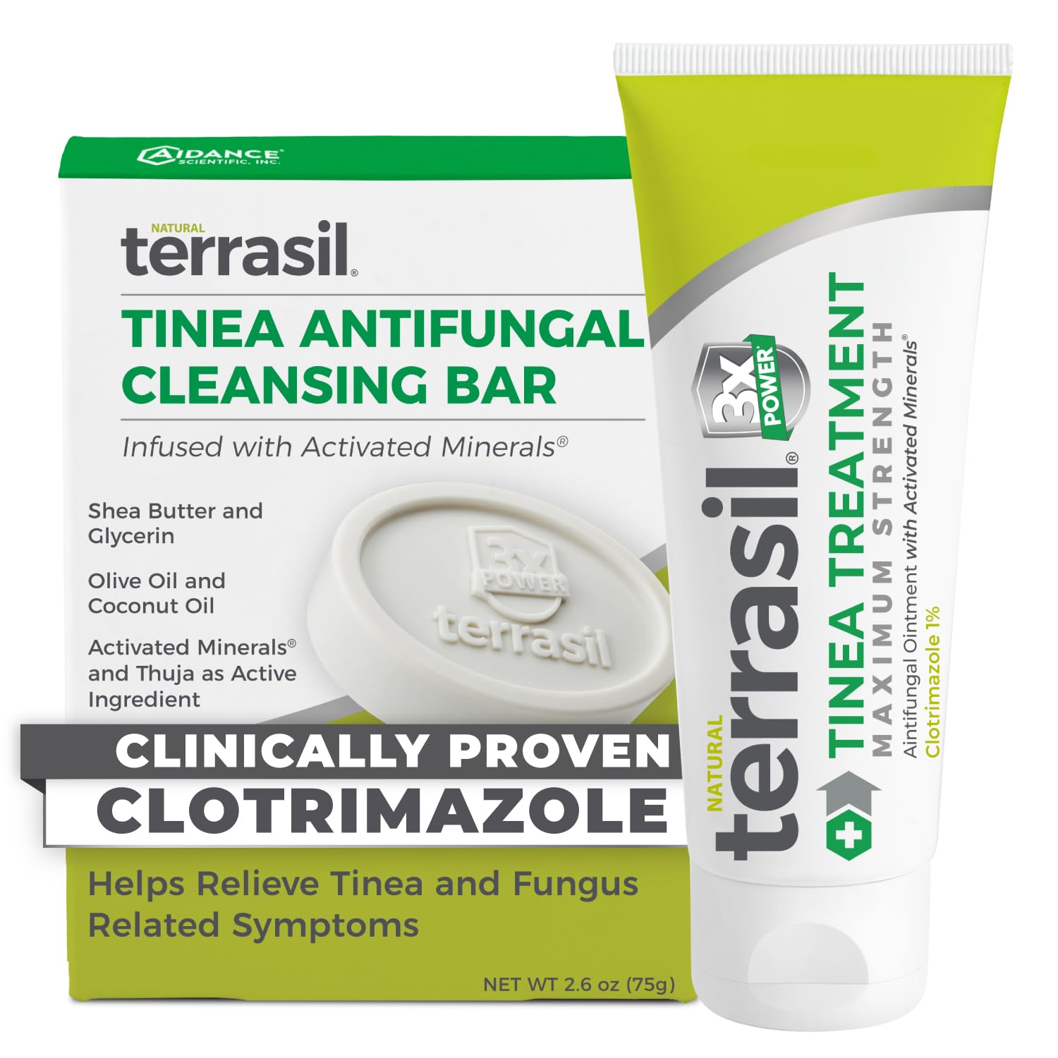 terrasil Tinea Versicolor Treatment Cream + Tinea Soap, Antifungal Cream and Soap Kit (1.7oz Tube + 75g Cleansing Bar) Clinically Proven Clotrimazole 1% Antifungal Treatment & Soap