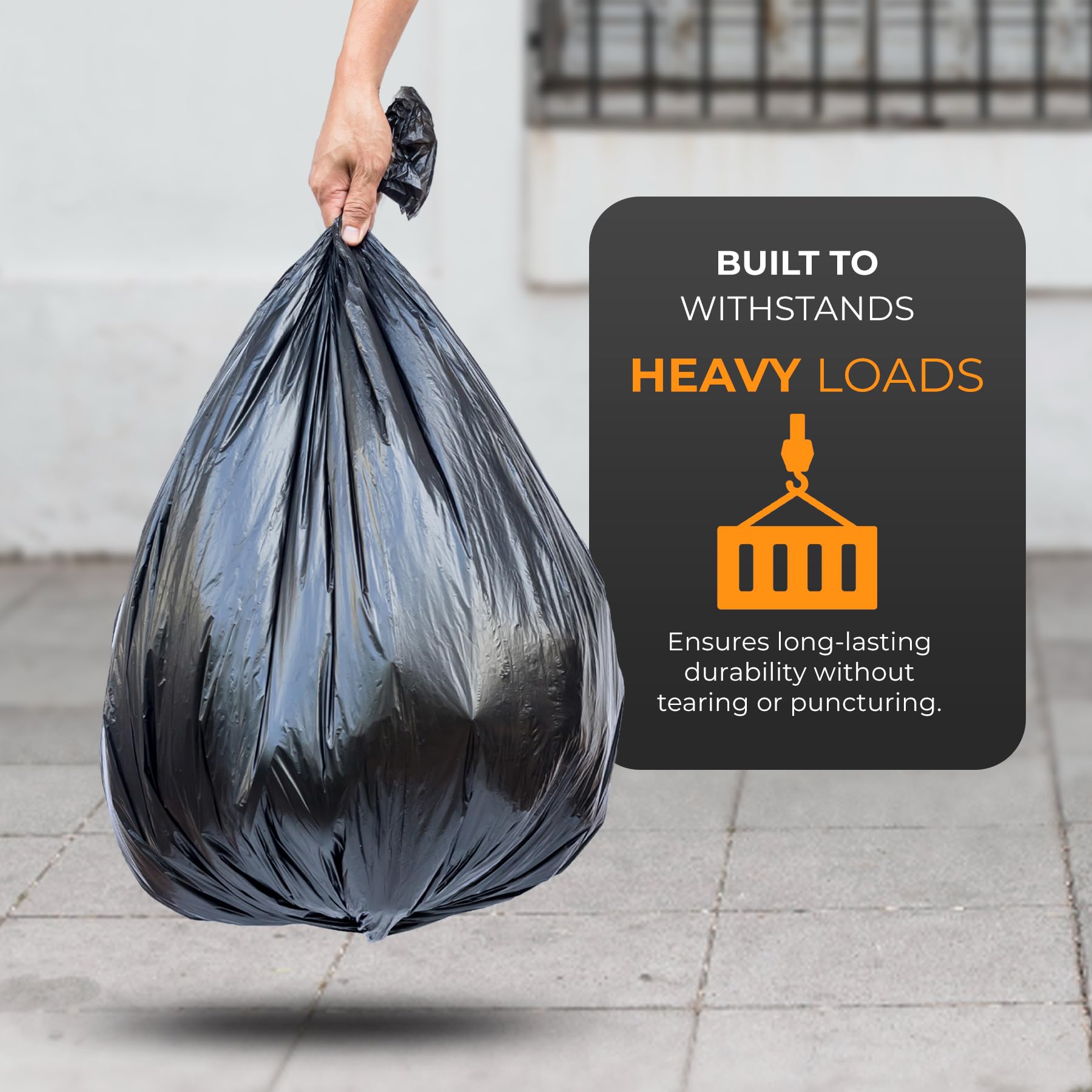 Roe Tenpo Paquete de 500 bolsas de basura resistentes, 70 L, 30 micras, fuertes y duraderas, resistentes a desgarros, bolsas de basura negras para uso diario, hogar y uso comercial