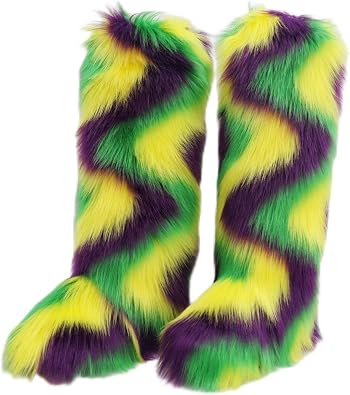 Mambo FurBoots Faux Fur Tall Furry Boots For Womens,Long Winter Boots For Girls,Mongolian Fluffy Boots Fuzzy Knee-High Boots