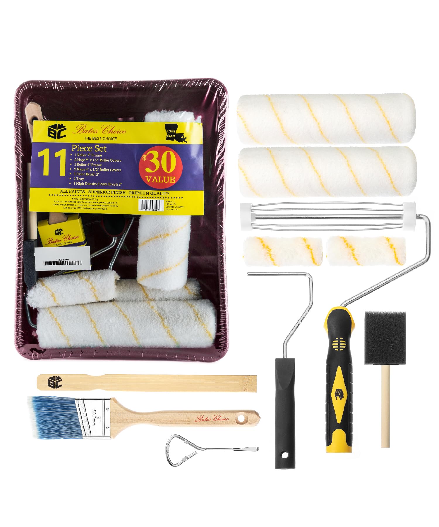 Bates Paint Roller Kit - 19 Pieces for Smooth Painting -12 Bates Paint Roller Kit - 19 Pieces for Smooth Painting -12