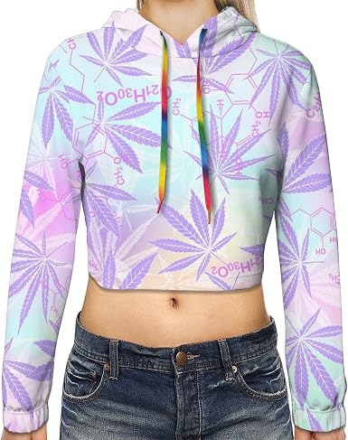 Amazon.com: Sudadera corta con capucha para mujer con estampado 3D de hojas  de cannabis y Cbd : Ropa, Zapatos y Joyería