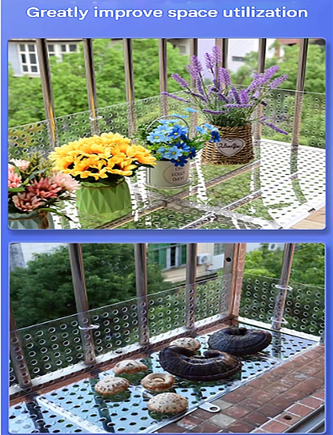 Láminas acrílicas perforadas transparentes: paneles decorativos y protectores versátiles for balcones, jardines y ventanas(80x100cm)