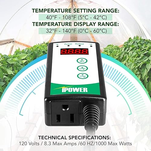 Vista 32 de iPower Almohadilla térmica para reptiles de 4 x 7 pulgadas con termostato ajustable, calentador debajo del tanque, tapete térmico para tortugas