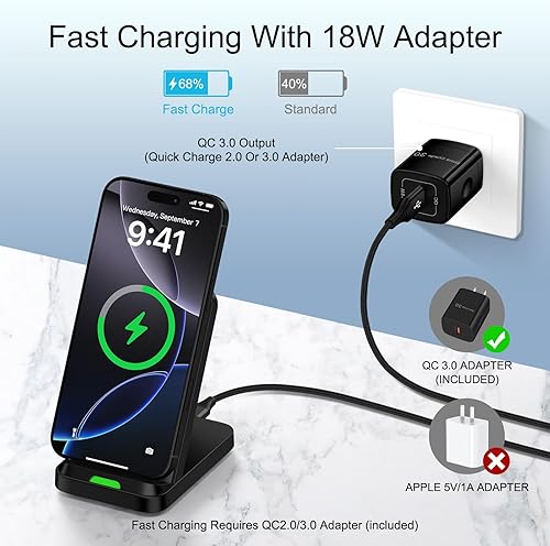 Miniatura 2 de Soporte de cargador inalámbrico para Samsung Galaxy S25 FE Ultra Plus S24 S23 S22 S21, Motorola Desk Android Phone Estación de carga rápida