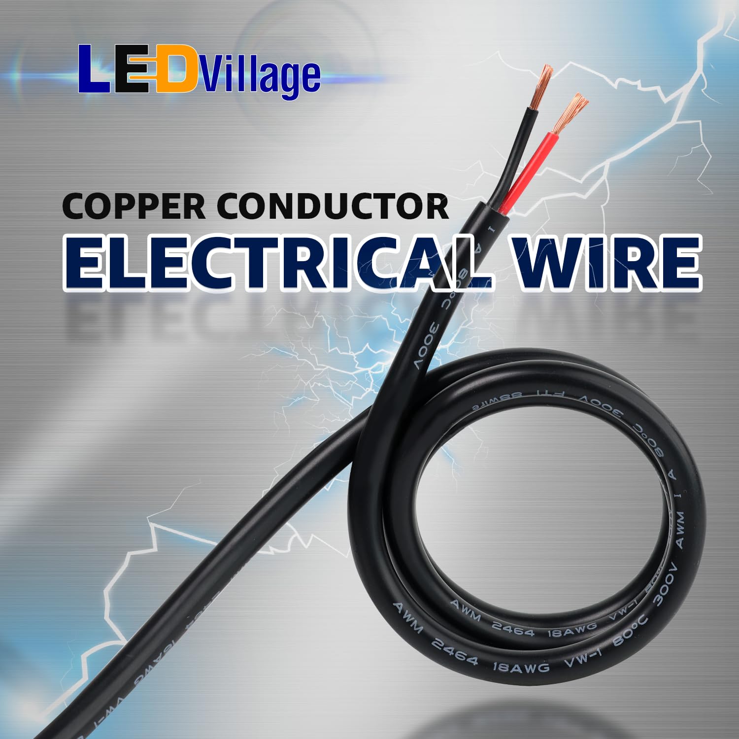 18 Gauge Ledvillage 2 Conductor Electrical Wire 16.4FT/5M - 18AWG Electrical Wire Stranded PVC Cord Oxygen-Free Copper Cable Low Voltage for LED Strips Lamps Lighting Automotive