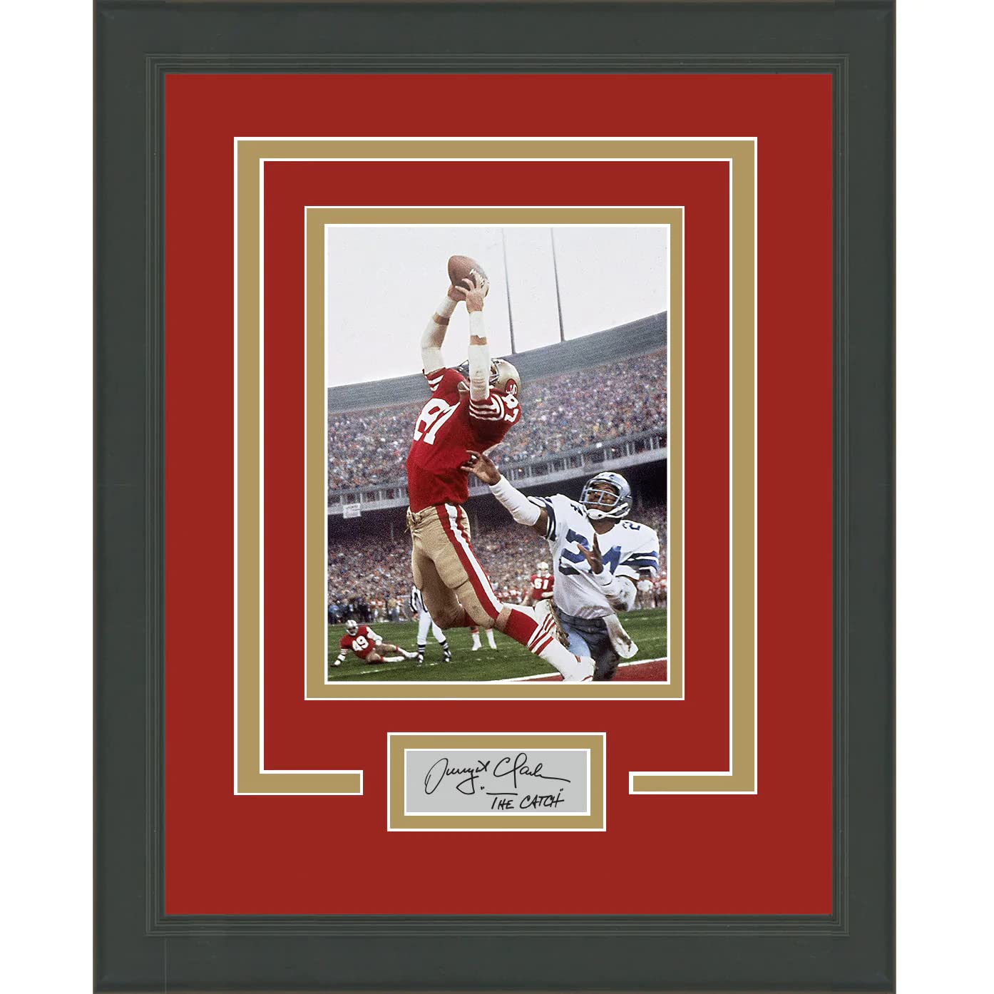 Framed Dwight Clark The Catch Facsimile Laser Engraved Signature
