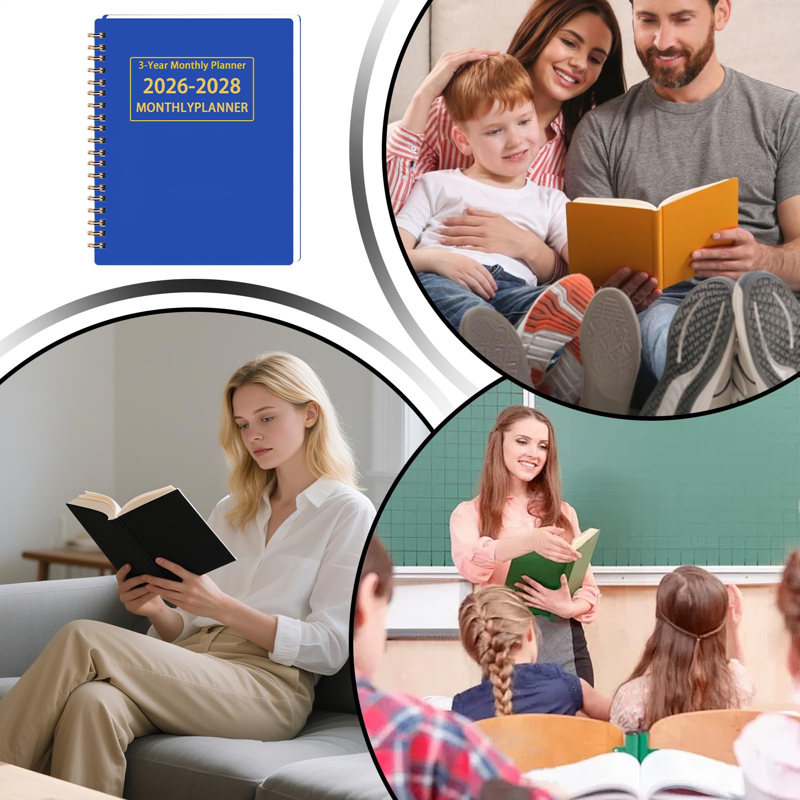 Planner Calendari Pianificazione, Gestione, Agenda, Organizer | Calendario Mensile Agenda 3 Anni per Scuola, Insegnante, Studente, Università, Scrivania, Lavoro, Uffici, Casa, Bambini