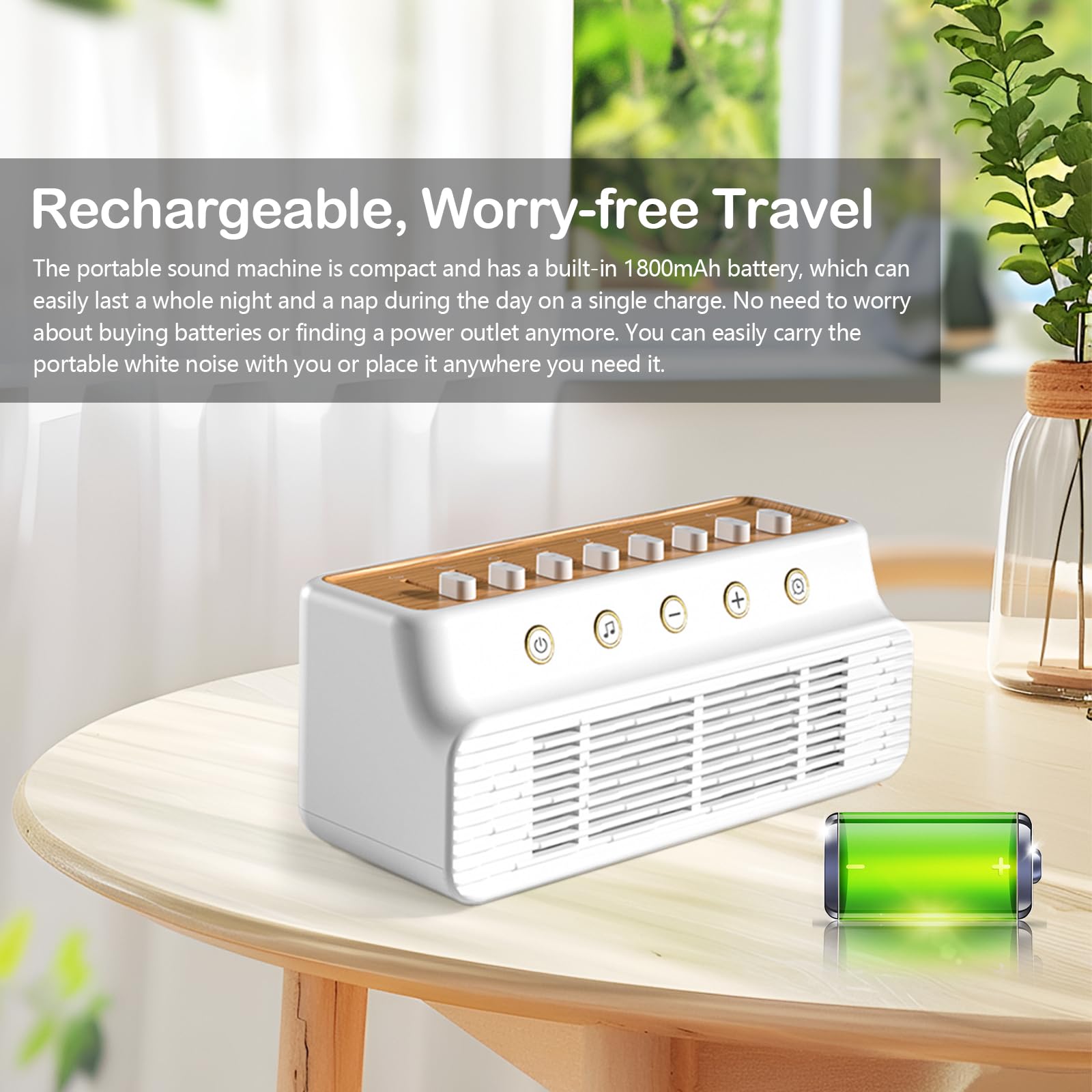 Machine à Bruit Blanc, Boîte à Sons pour Dormir USB Assure une Bonne Qualité du Sommeil pour Adultes avec Sons Apaisants et Minuteur avec Mémoire avec 8 Sons de la Nature