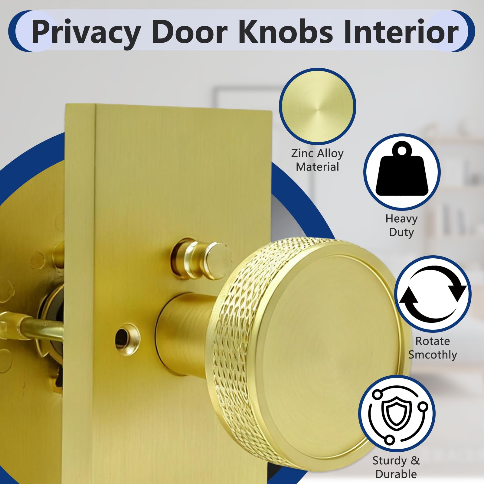 Modern Satin Gold Door Knobs with Lock - Premium Quality -2