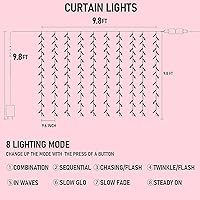 Vista 2 de Dazzle Bright 300 luces LED para cortina, luces de hadas del Día de San Valentín para dormitorio con 8 modos de iluminación, luces de ventana