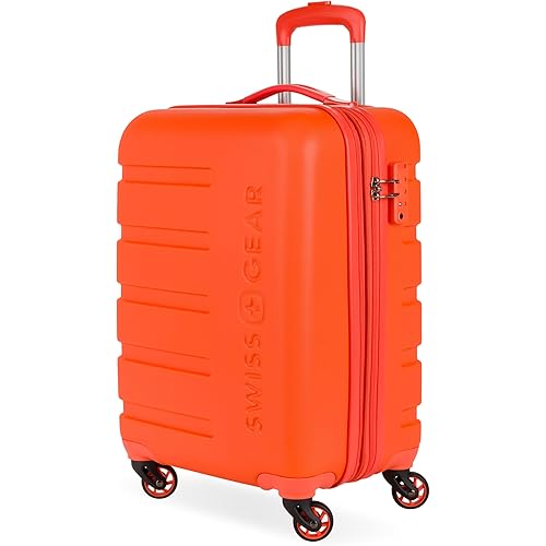 SwissGear 7366 Signature Hardside Expandable Luggage with Spinner Wheels, TSA Lock, Cup-Holder, Orange, Carry-On 19-Inch