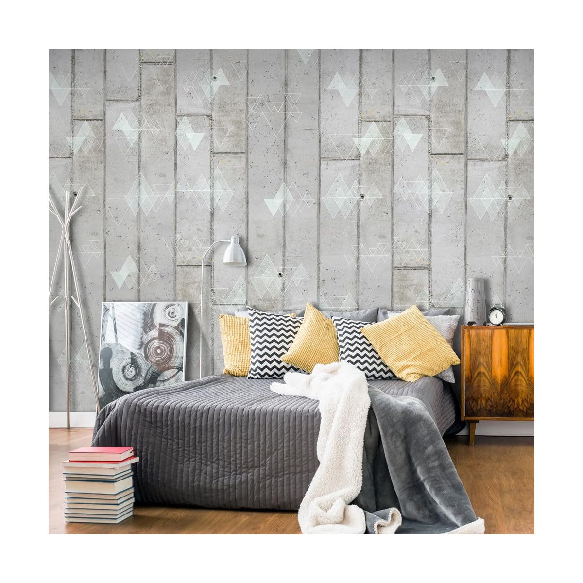 Paris Prix Papier Peint Concrete & Triangles 50x1000cm
