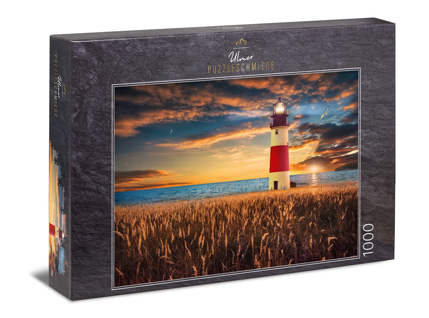 Ulmer Puzzleschmiede - Puzzle Orizzonte – Classico 1000 pezzi con faro sul mare – La luce sul faro dissolve