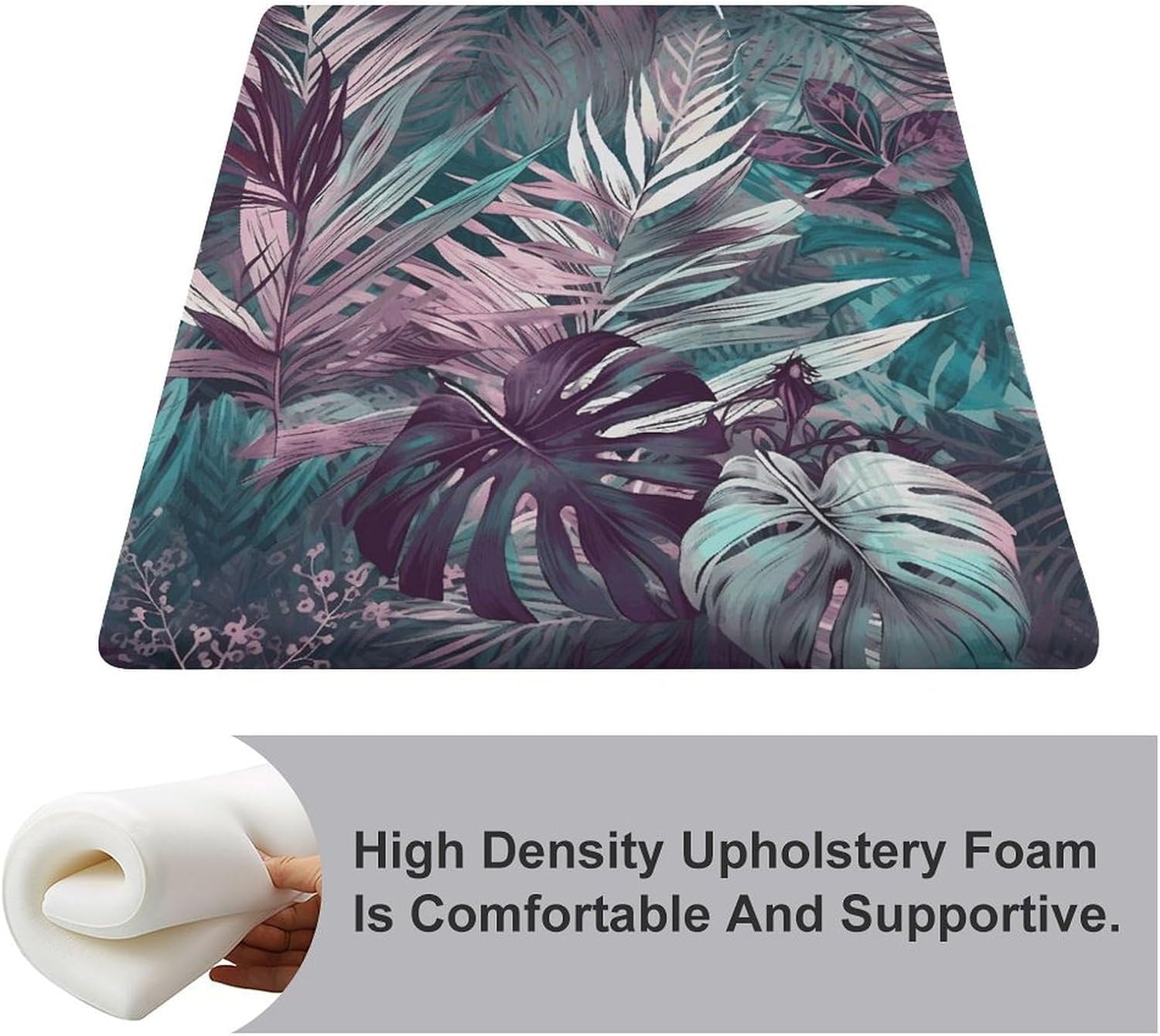Palm Leaf Pattern Chair Cushion Floor Pillow Stool Cushion | Cushions with Removable Cover with Square Memory for for Chair Living Room Balcony Office Sofa,13.8*15*1.2 Inch