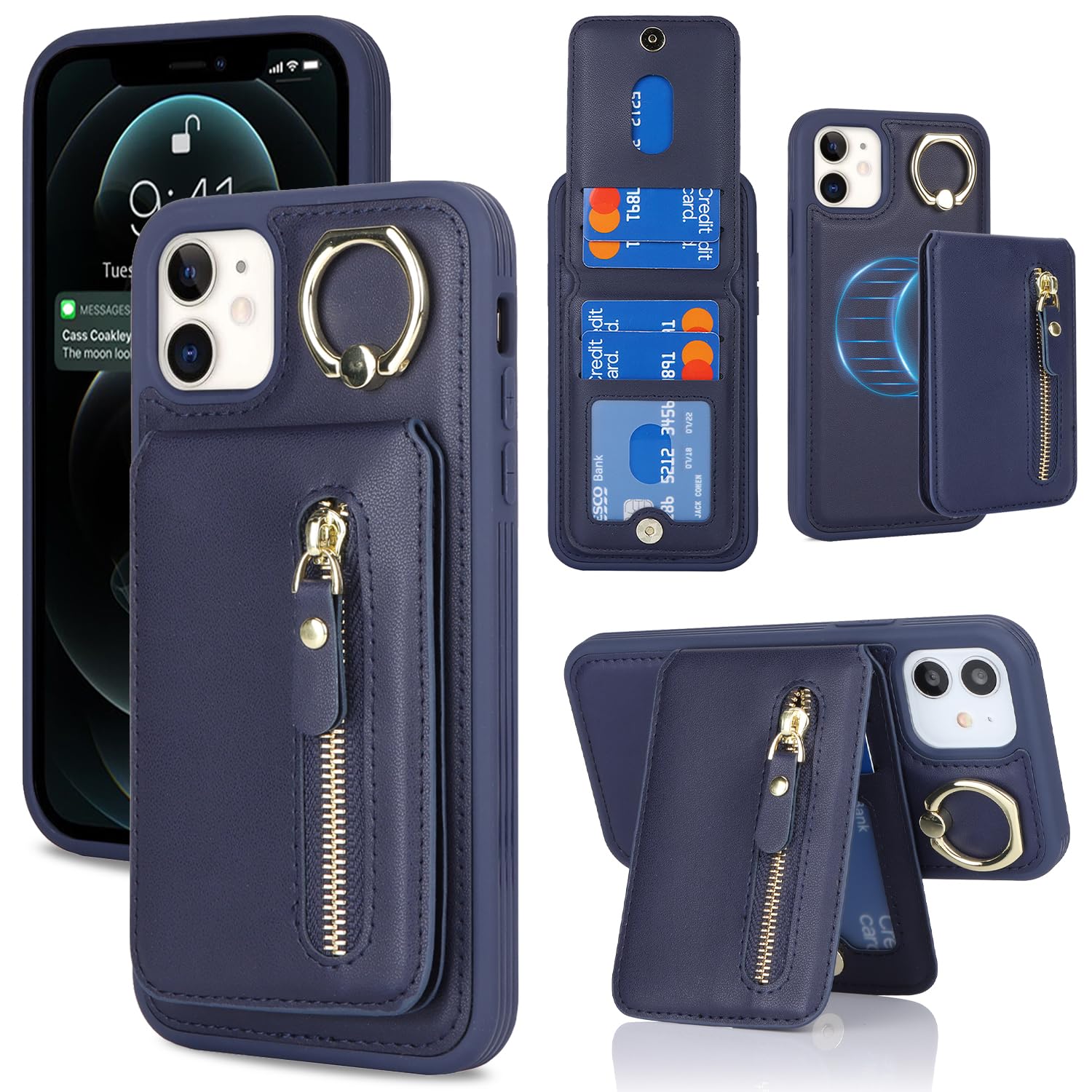 SailorTech iPhone 12/12 Pro Phone Leather Case with Credit Card Holder Magsafe - Image 2