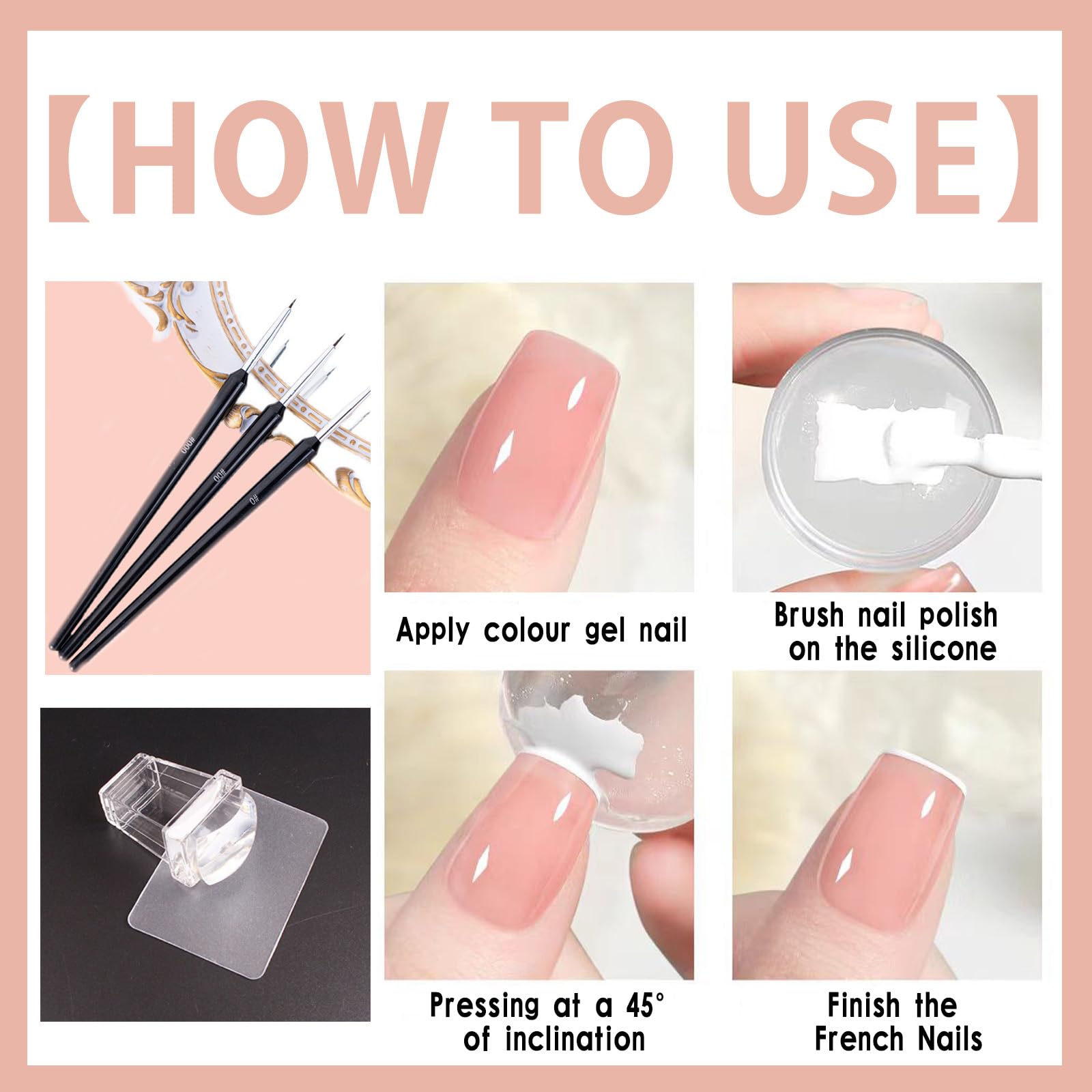 Nude Pink and White UV Gel Nail Polish Set,French Nail Polish,French Nail Stamp,Professional Nail Color Pencil,nail stamp,DIY Nail Art Tools - Image 2