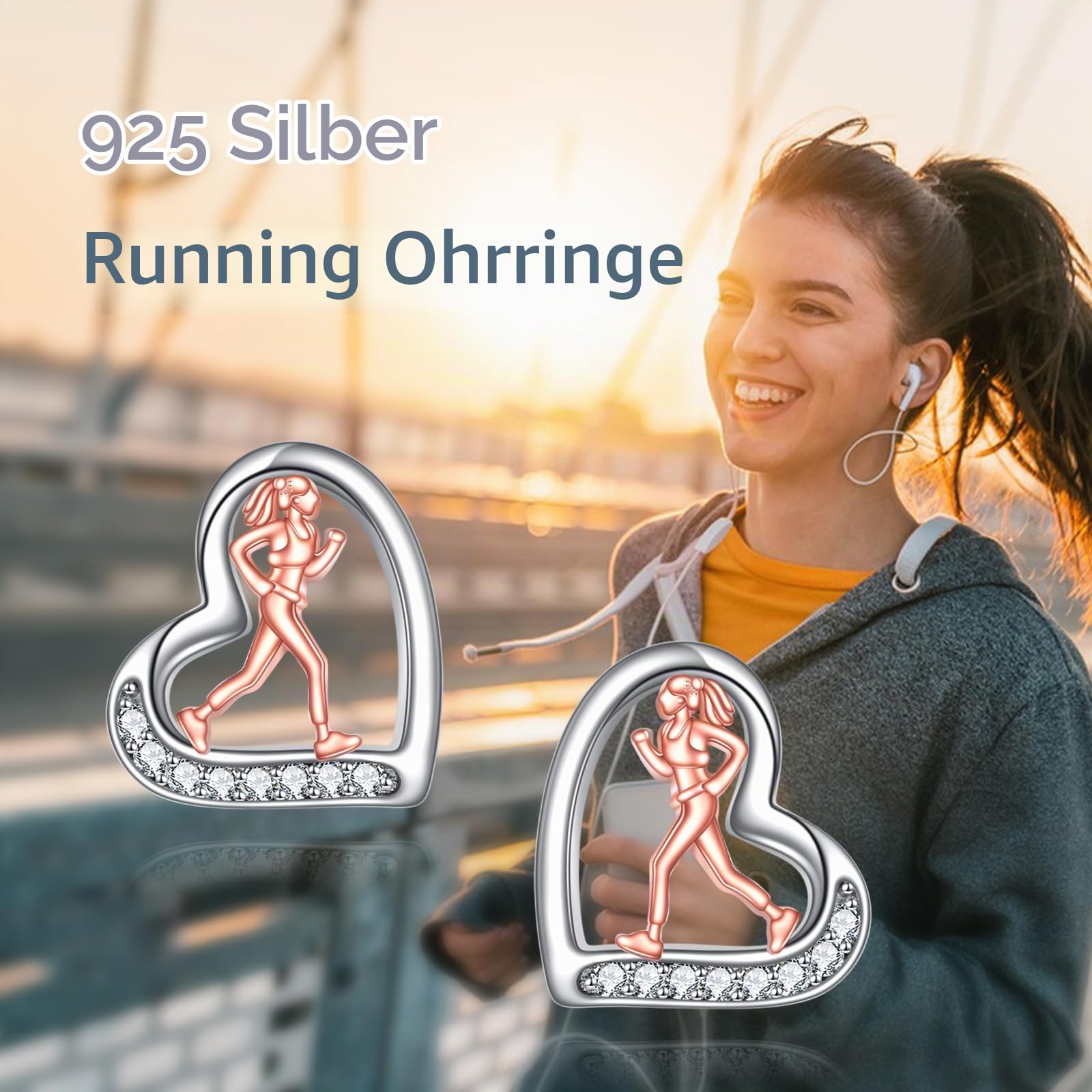 Sport Ohrringe Sterling Silber Herz Ohrstecker Sport Hobbys Schmuck | Muttertag Weihnachten New Year Geburtstag Geschenke für Damen Oma Mama Tochter