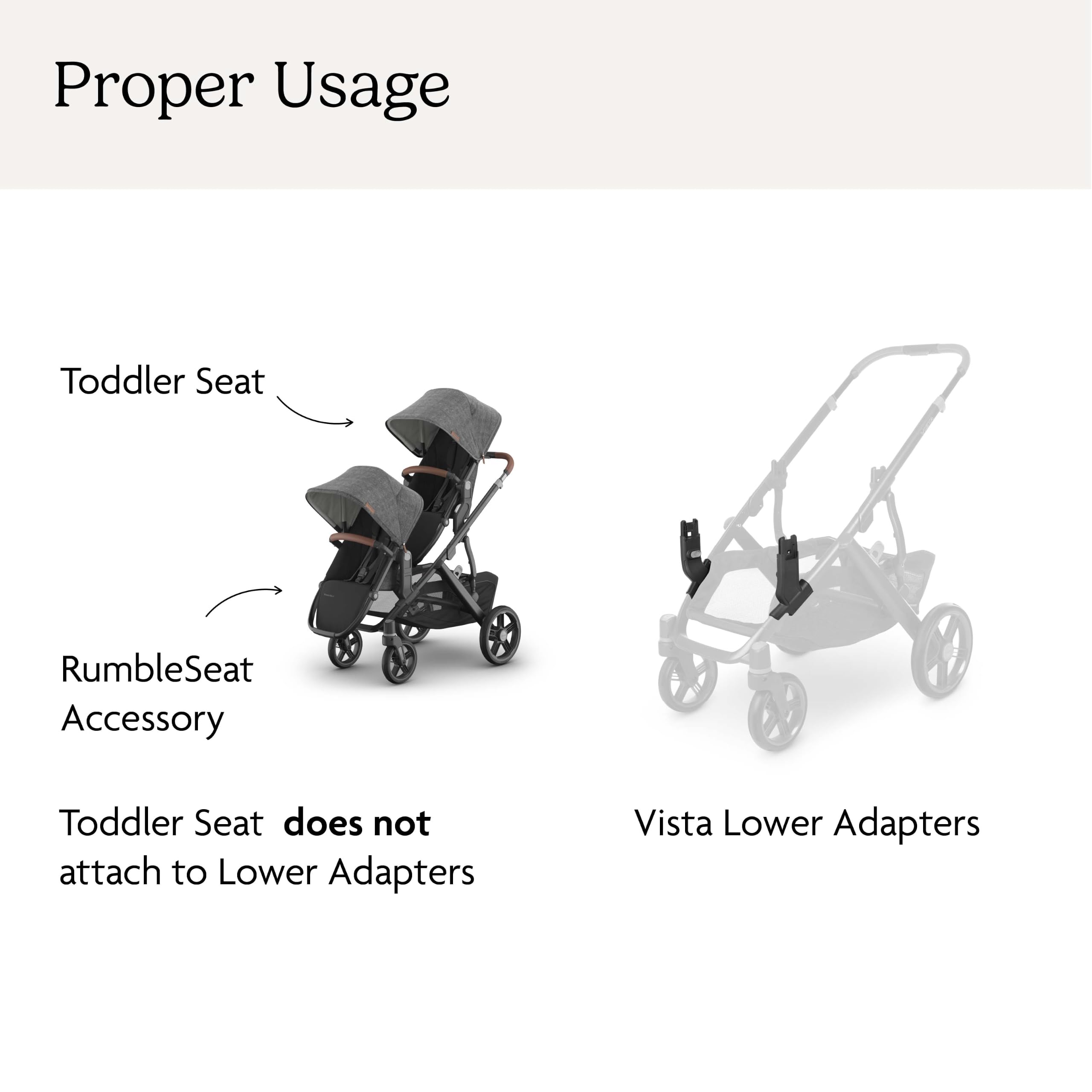 UPPAbaby Lower Adapters for Vista Strollers 2015-2019, Vista V2 / Compatible with All Model Mesa Infant Car Seats, Bassinet, and RumbleSeat V2+ 