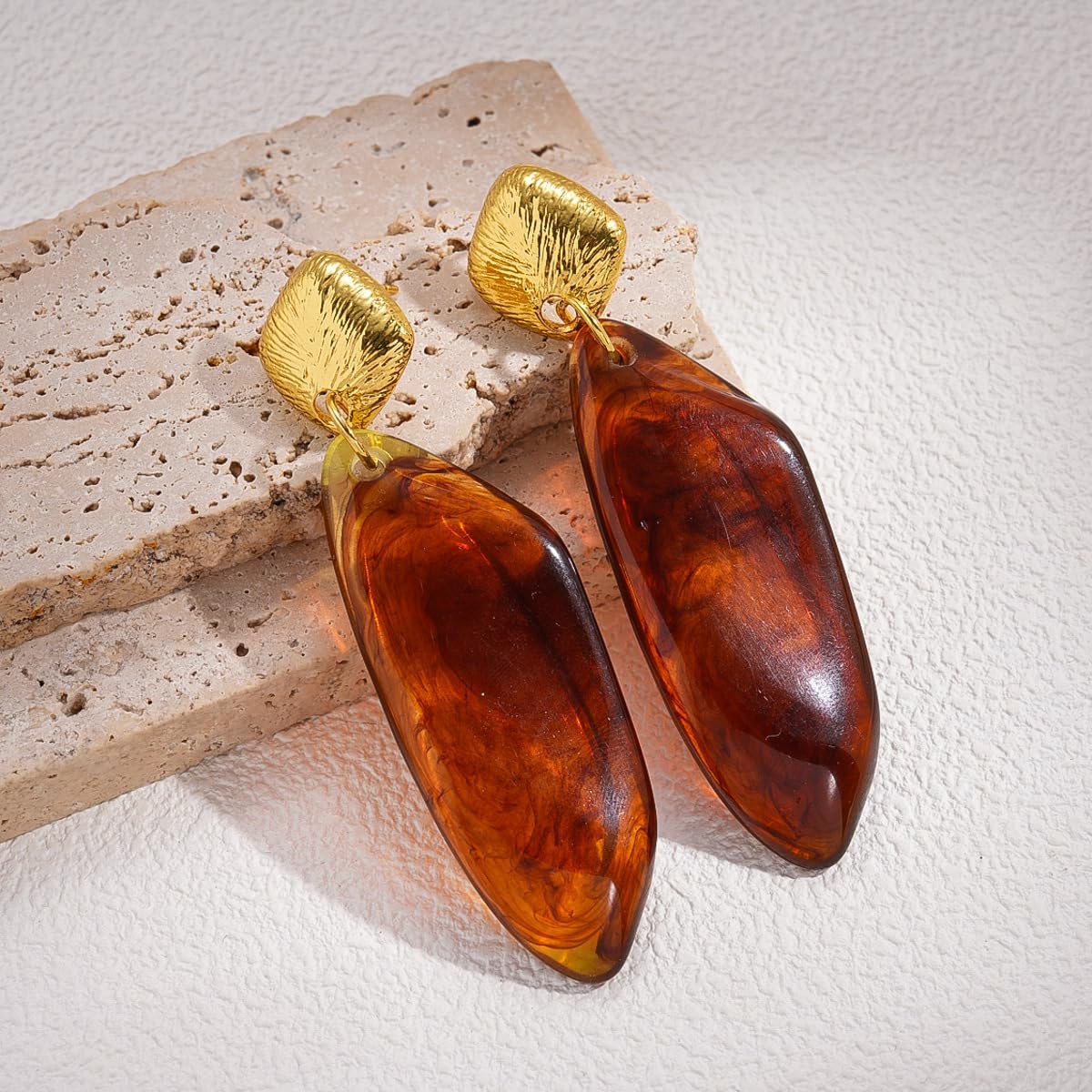 Acrylic Drop Earrings for Women Gold Resin Drop Dangle Round Acrylic Geometric Statement Earrings Beach Party Jewelry - Image 5