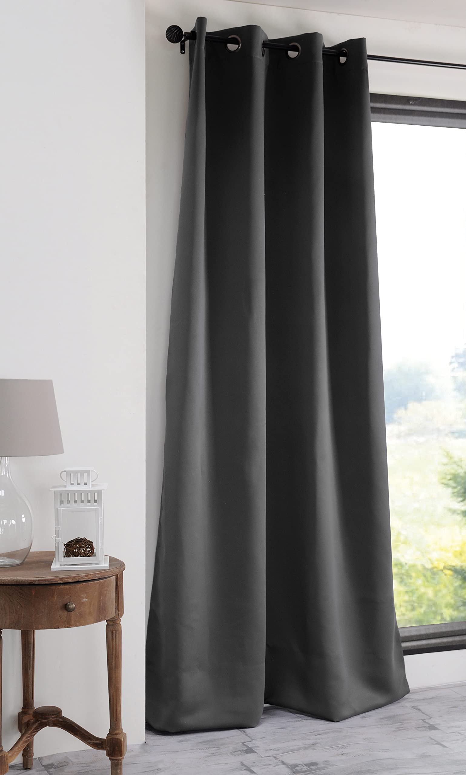 Tenda Oscurante Copenaghen Di Stof – Colore Antracite Con Occhielli – 140x260 Cm – Perfetta Per Camera Da Letto E Soggiorno – Isolante E Termica